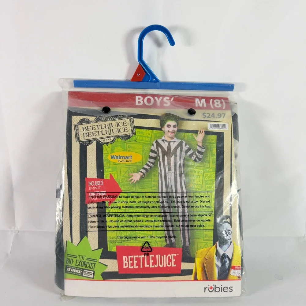 Rubies Beetlejuice Jumpsuit Boys Costume M 8 Walmart Exclusive NWT